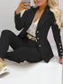Double-breasted Lapel Blazer & Slim Pants Set for Women's Business Attire