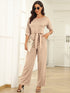 Dressy Jumpsuits for Women - Loose, Casual, Off-Shoulder, Wide Leg, Elastic Waist, Stretchy, 3/4 Sleeve
