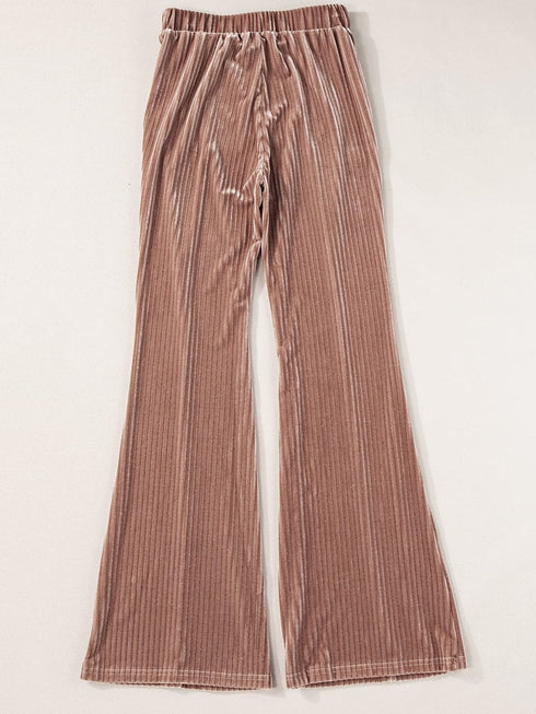 Dusty Pink Corduroy Flare Pants with High Waist