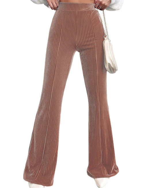 Dusty Pink Corduroy Flare Pants with High Waist