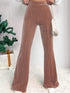 Dusty Pink Corduroy Flare Pants with High Waist