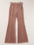 Dusty Pink Solid Color High Waist Flare Corduroy Pants
