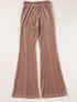 Dusty Pink Solid Color High Waist Flare Corduroy Pants
