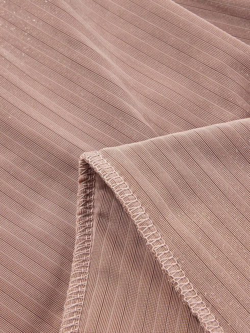 Dusty Pink Solid Color High Waist Flare Corduroy Pants