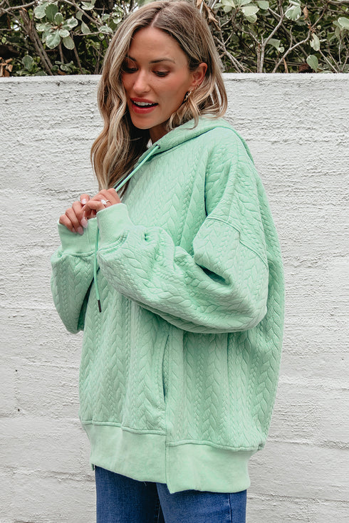 cable texture hoodie