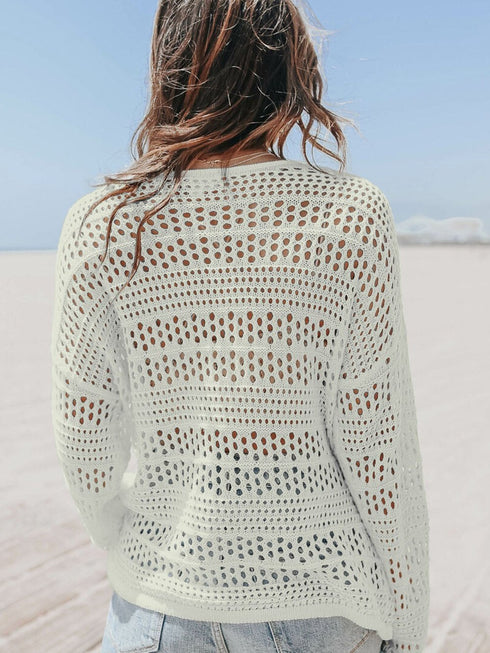 white-hollow-out-crochet-v-neck-pullover-sweater