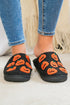 Black Halloween Pumpkin Plush Home Slippers