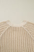 Apricot Plus Size Open Knit Bow Tie Short Sleeve Sweater