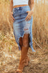 distressed denim skirt