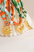Vitality Orange Geometric Heart Print Scarf Golden Sun Pendant Boho Necklace
