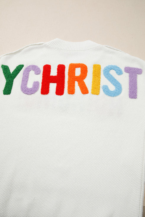 white holiday sweater