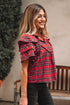 plaid short sleeve blouse