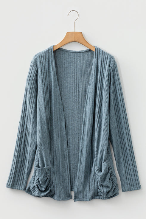 ribbed open cardigan