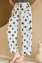 White Polka Dot Print Bow Detail Pocketed Denim Pants