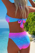 Sky Blue Ombre Leopard Print 2pcs Halter Bikini Swimsuit