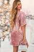 Fushia Tie Back Detail Sequin Shift T Shirt Dress