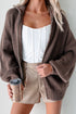 Chicory Coffee Drop Shoulder Collared Zip Up Sweater Cardigan