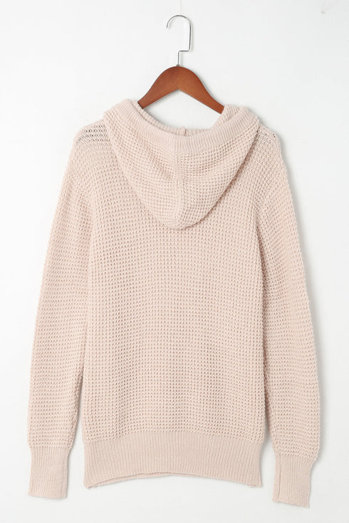 apricot-waffle-knit-buttons-hooded-sweater-with-pocket