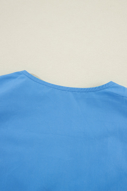 jacquard-fur-ball-v-neck-loose-solid-color-elastic-waist-dress