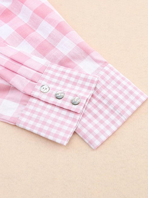 pink-mix-checked-patchwork-long-sleeve-shirt