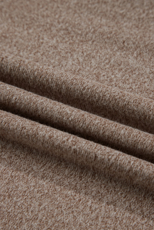 Dark Khaki Contrast Trim V Neck Long Sleeve Patchwork Loose Top