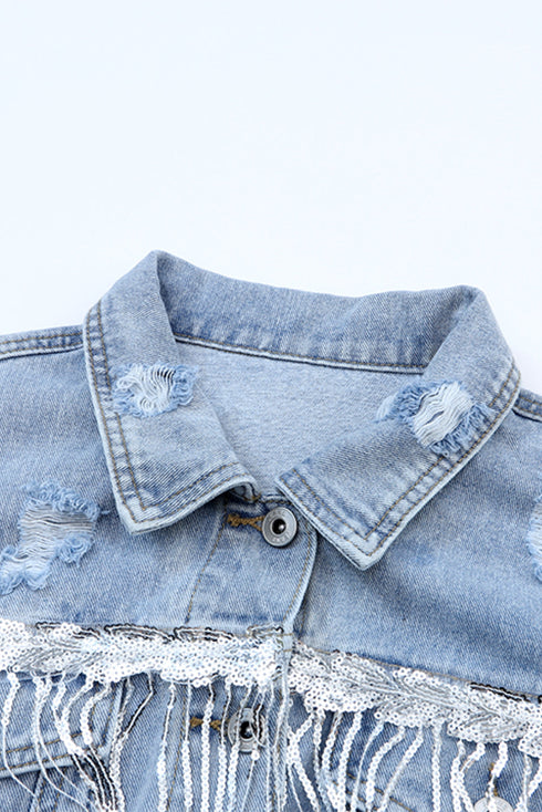 sky-blue-sequin-embellished-fringe-distressed-denim-jacket