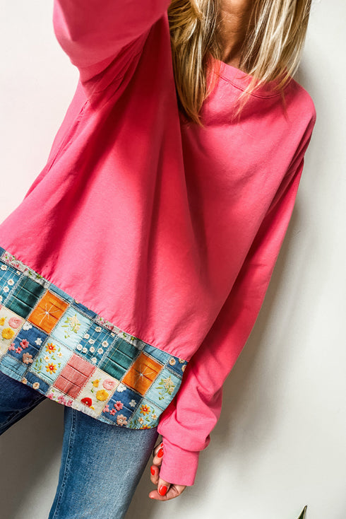 floral hem long sleeve top