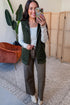 Blackish Green Quilted Texture Zip Up Hooded Vest