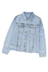 sky-blue-lapel-distressed-raw-hem-buttons-denim-jacket