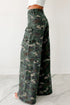 Green Camo Denim Cargo Wide Leg Pants