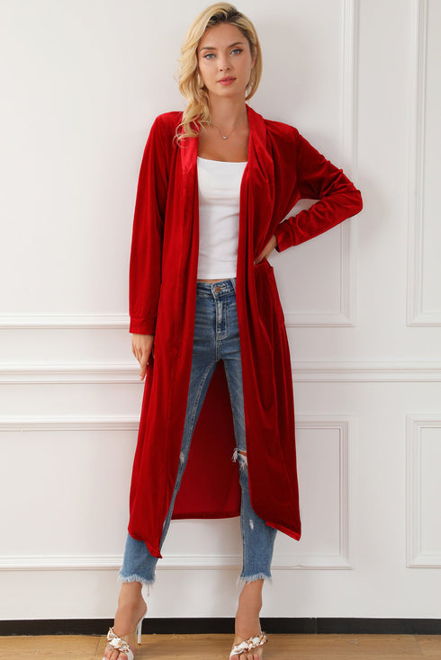 fiery-red-velvet-open-front-pocketed-long-duster