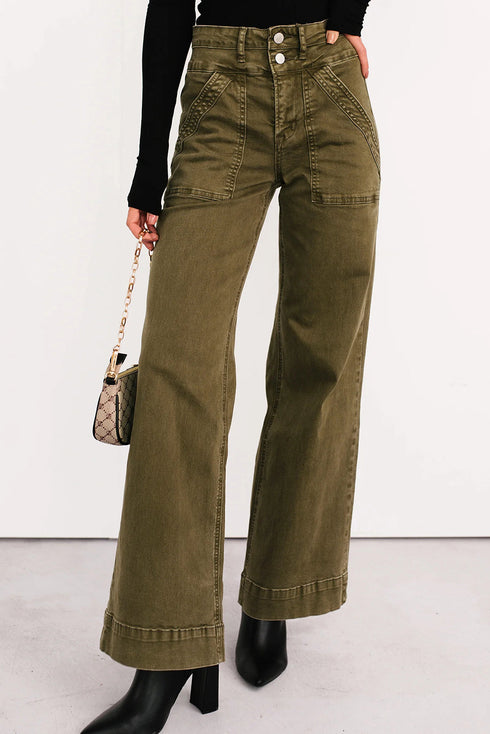 Jungle Green Henley Wide Leg Mica Denim Jeans