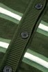 Green Stripe Drop Shoulder Buttons Cardigan Sweater