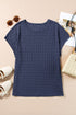 Sail Blue Solid Color Textured Batwing Sleeve Tee