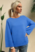 Sky Blue Solid Color Knit Loose Bracelet Sleeve Dolman Sweater