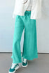 Sea Green Mineral Wash Drawstring Elastic Waist Raw Hem Loose Pants