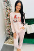 Pink SANTA BABY Graphic Top Allover Printed Pants 2pcs Lounge Set