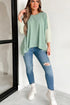 Clearly Aqua Striped Bracelet Sleeve Patchwork Oversize Tee