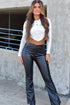 Black Studded Leather Flare Pants