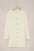 Beige Solid Color Open-Front Buttons Cardigan