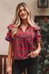 plaid short sleeve blouse