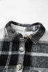 Gray Plaid Color Block Buttoned Long Sleeve Jacket with Pocket