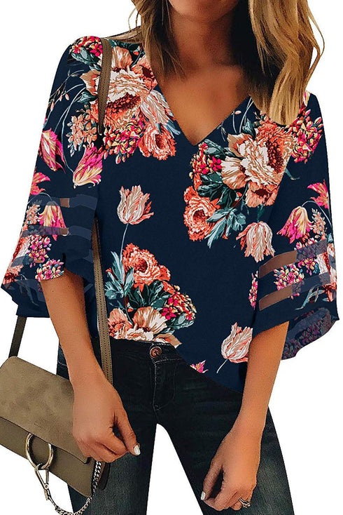 long-sleeve-flower-print-lapel-shirt
