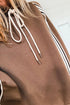 Chestnut Preppy Striped Detail Drawstring Baggy Hoodie