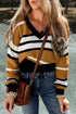 brown-stripe-contrast-stripes-v-neck-textured-knit-sweater