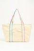 White Colorful Ricrac Detail Canvas Tote Bag