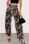 Green Camouglage Floral Print Boyfriend Casual Pants