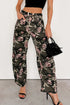 Green Camouglage Floral Print Boyfriend Casual Pants