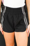 Black Plus Size Varsity Smocked Waist Shorts