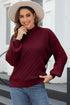 Red Dahlia Solid Color Textured Knit High Neck Drop Shoulder Sweater